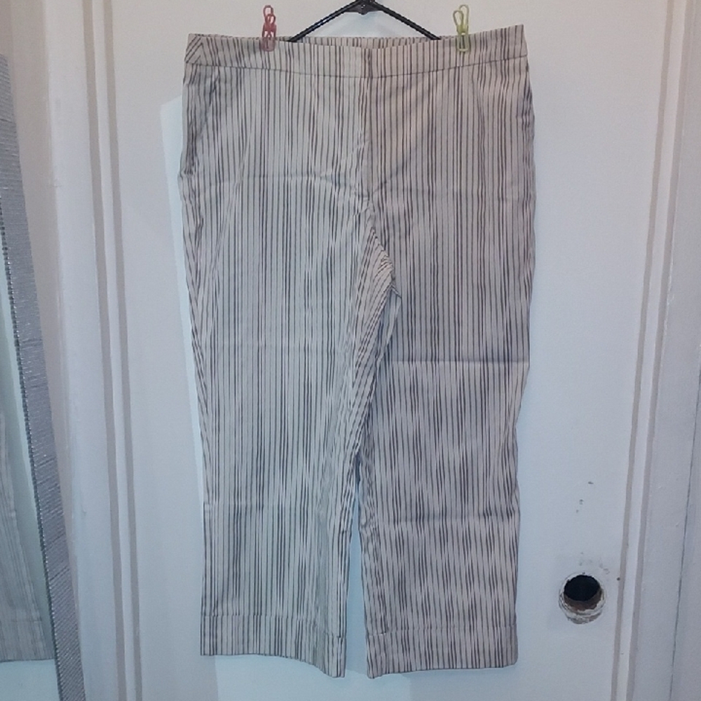 New York & Company Striped Ankle Pants - Black and White